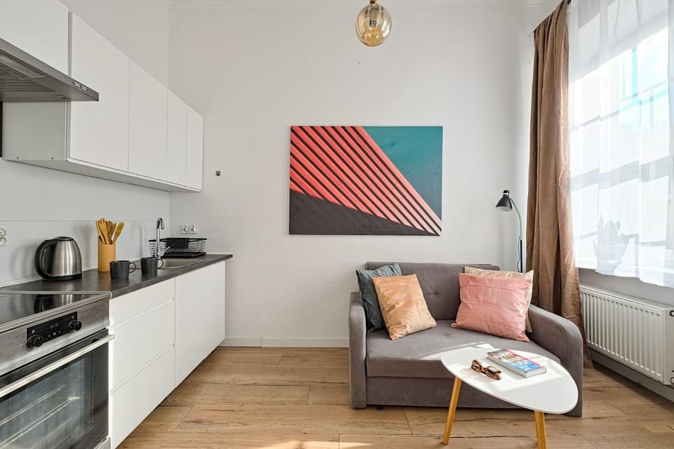 Kitchen or kitchenette, Living room, Seating area