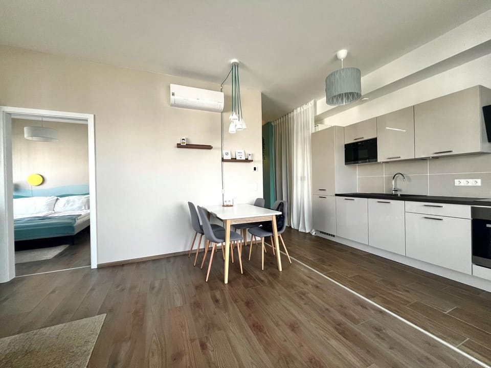 Bed, Kitchen or kitchenette, Photo of the whole room, Dining area, Bedroom, oven, stove, air conditioner