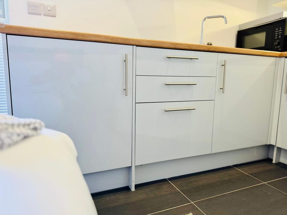 Kitchen or kitchenette, oven
