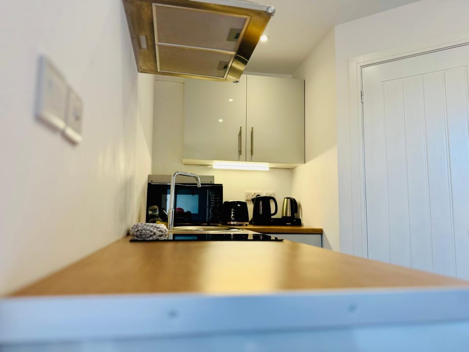 Kitchen or kitchenette, stove, toaster