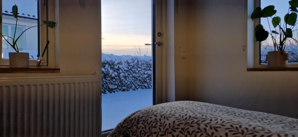 Bed, Natural landscape, Winter, Bedroom