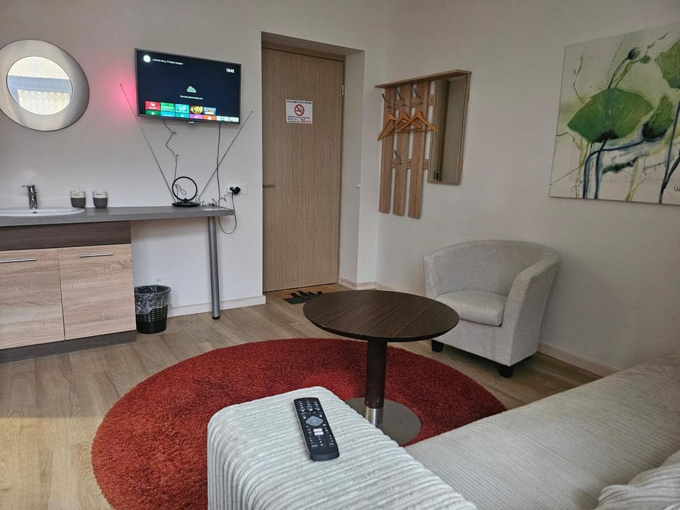 Bed, TV and multimedia, Living room, Photo of the whole room, Seating area, Bedroom