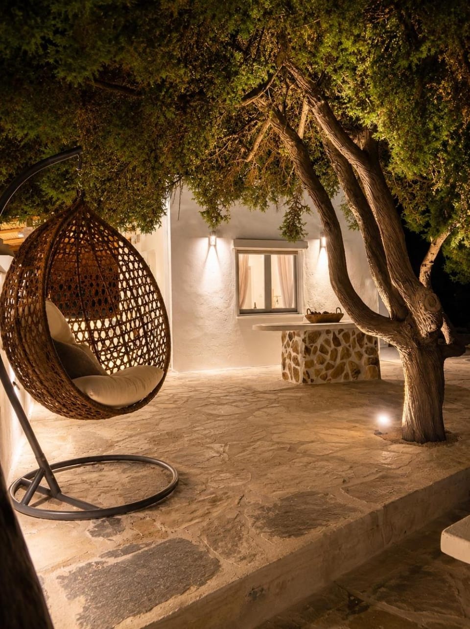 Patio, Night, Garden, Seating area
