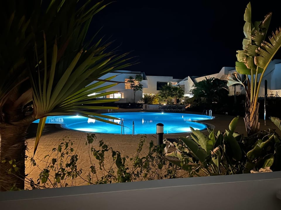 Property building, Night, Garden, Garden view, Pool view, Swimming pool, Swimming pool