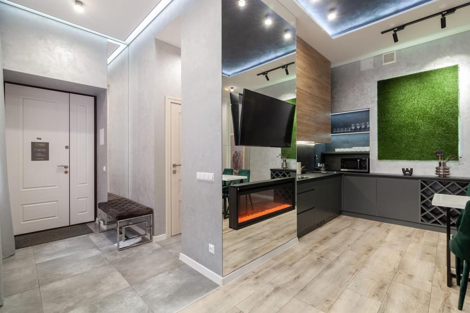 TV and multimedia, Kitchen or kitchenette, Living room, Seating area