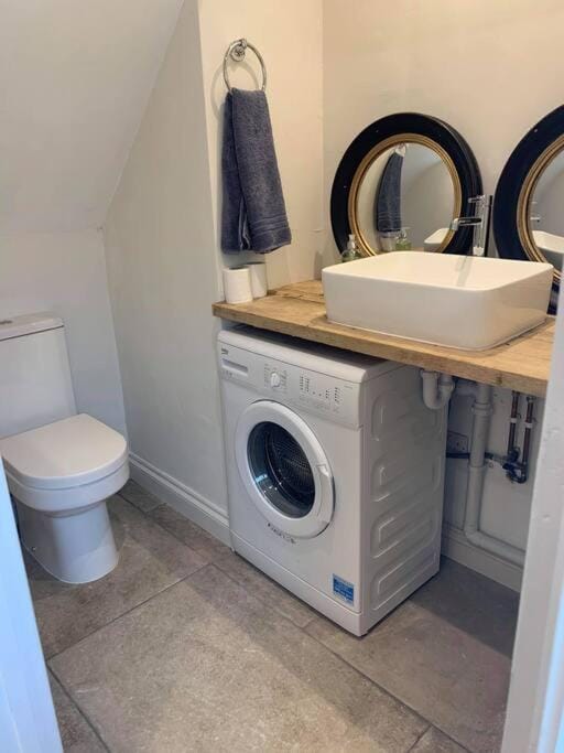Toilet, washing machine