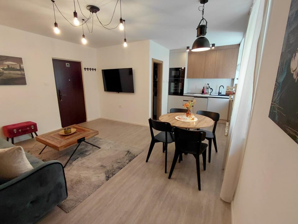 TV and multimedia, Kitchen or kitchenette, Living room, Seating area, Dining area, oven, stove, kitchen