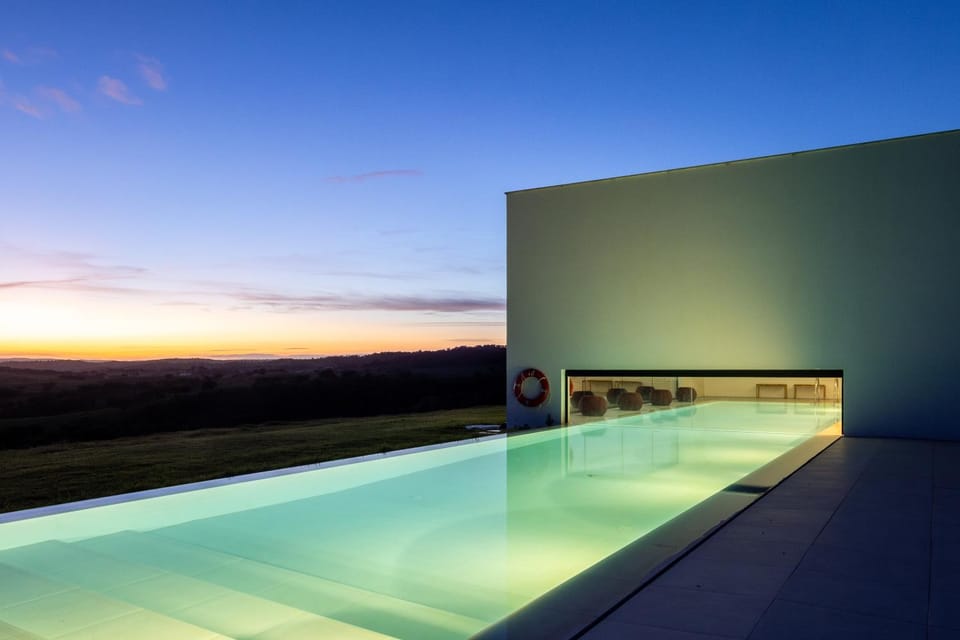 Natural landscape, Swimming pool, Sunset
