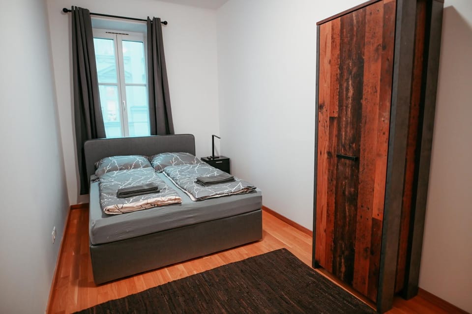 Bed, Photo of the whole room, Bedroom, towels, wardrobe