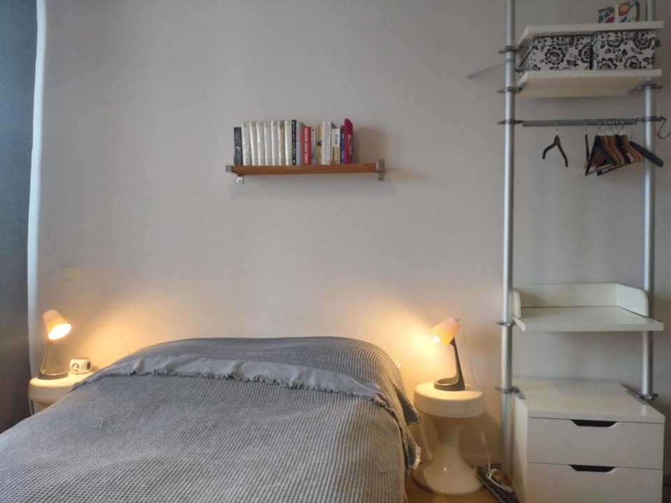 Bed, wardrobe