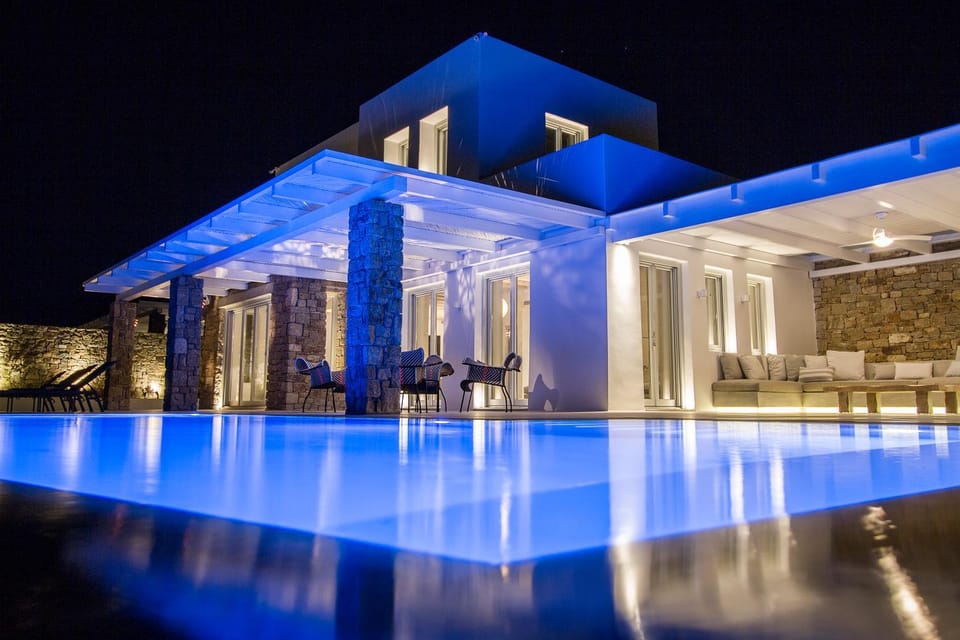 Night, Pool view, Swimming pool