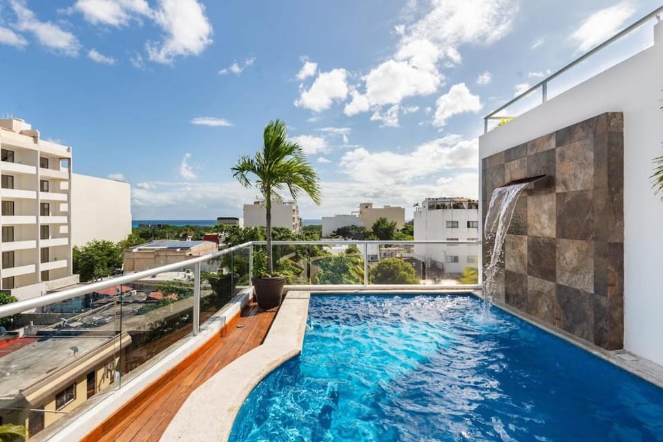 Property building, Day, Natural landscape, View (from property/room), Balcony/Terrace, Pool view, Sea view, Swimming pool, sunbed
