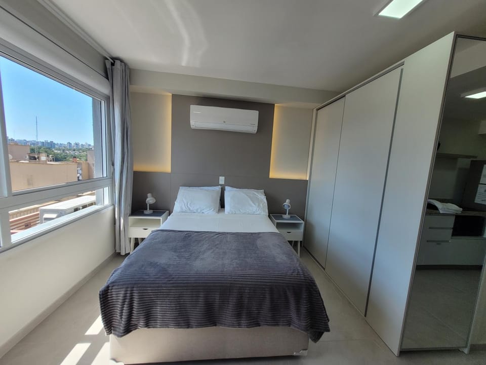 Bed, Photo of the whole room, wardrobe, air conditioner
