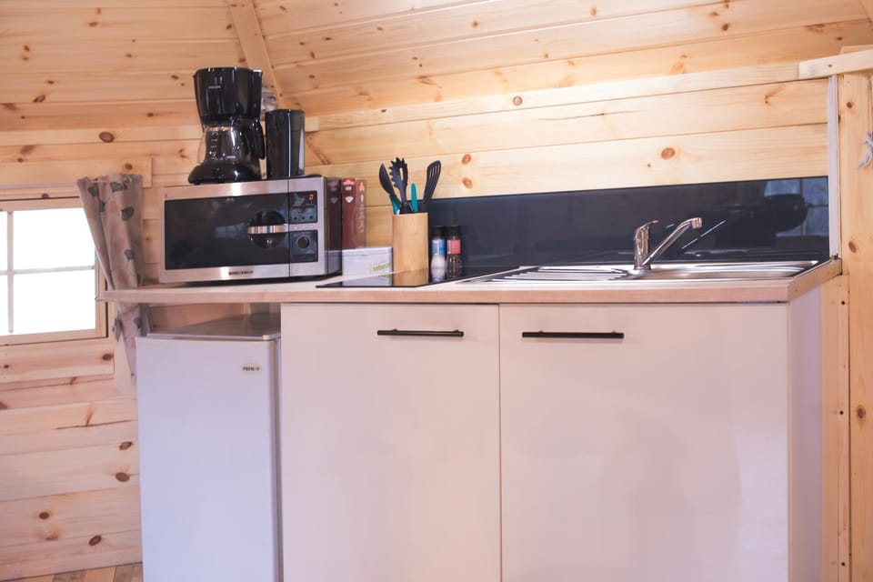 Kitchen or kitchenette, stove