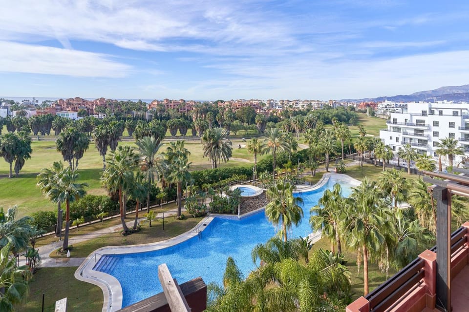 Property building, Living room, Swimming pool