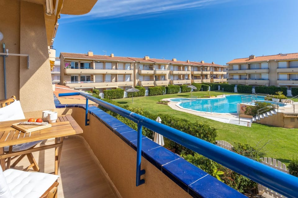 Property building, Living room, Swimming pool