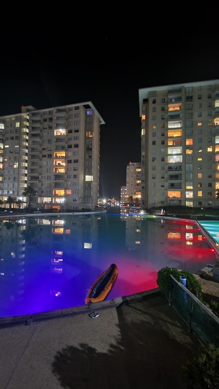 Night, Pool view, Swimming pool