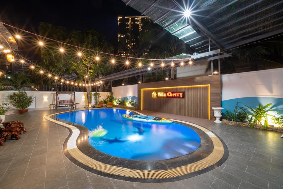 Night, Pool view, Swimming pool