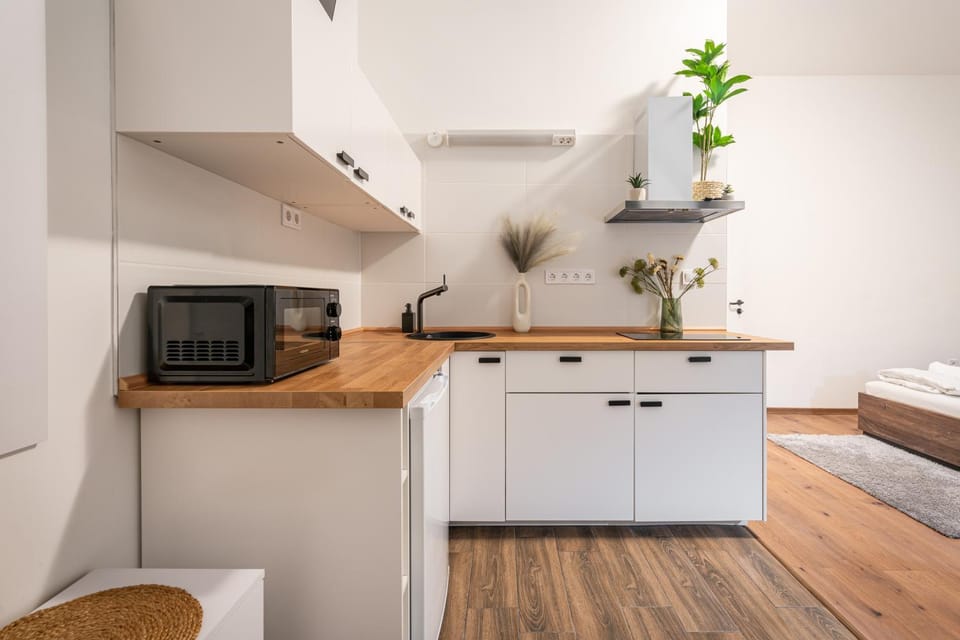 Kitchen or kitchenette, Bedroom, microwave, minibar, stove