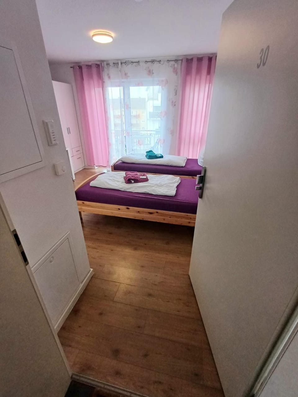 Bed, Photo of the whole room, Bedroom, towels, wardrobe
