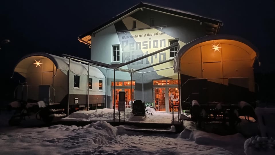 Property building, Night, Winter