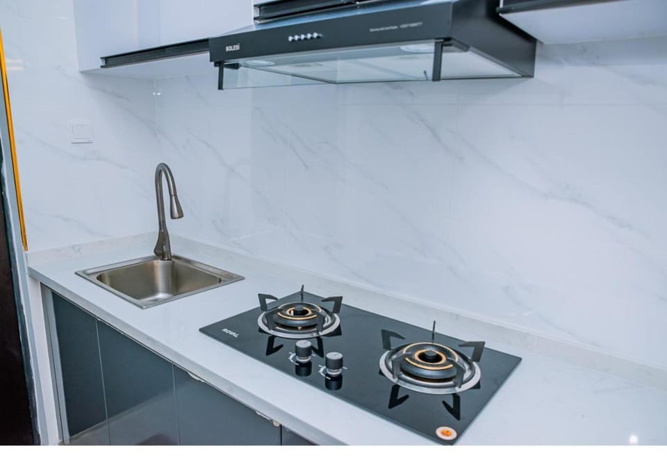 Kitchen or kitchenette, stove
