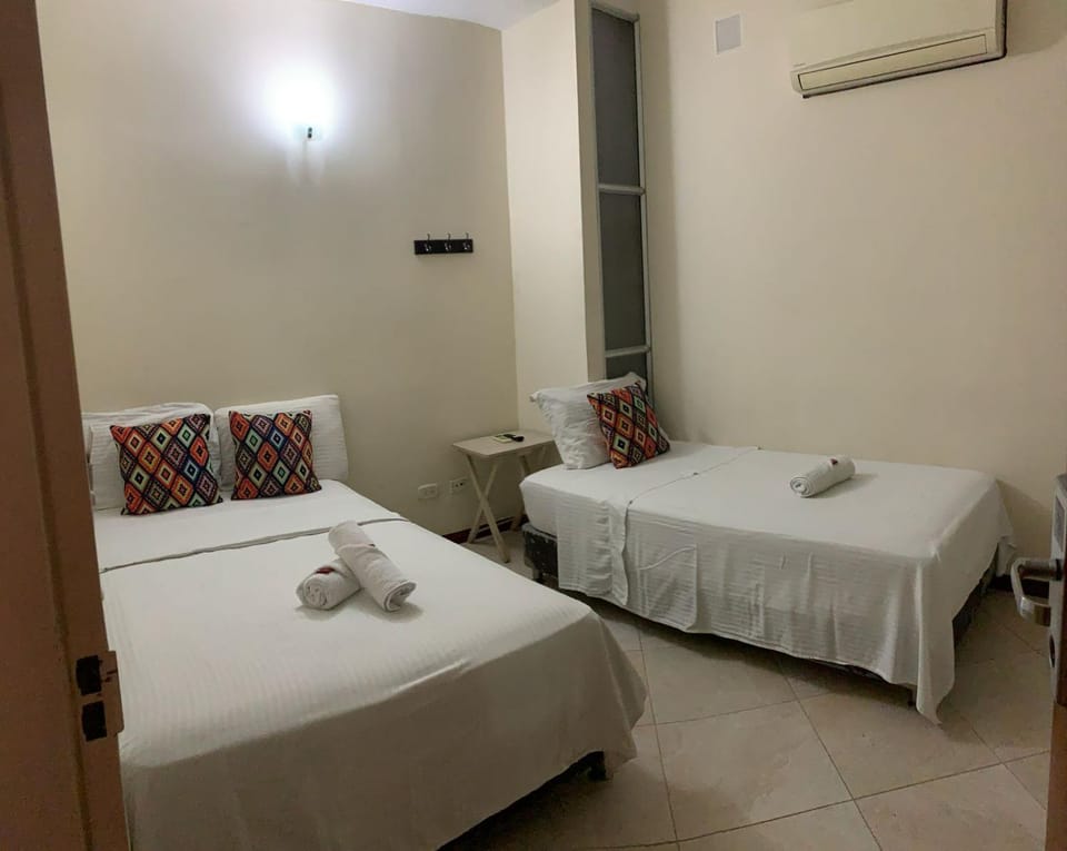 Bed, Bedroom, towels, air conditioner