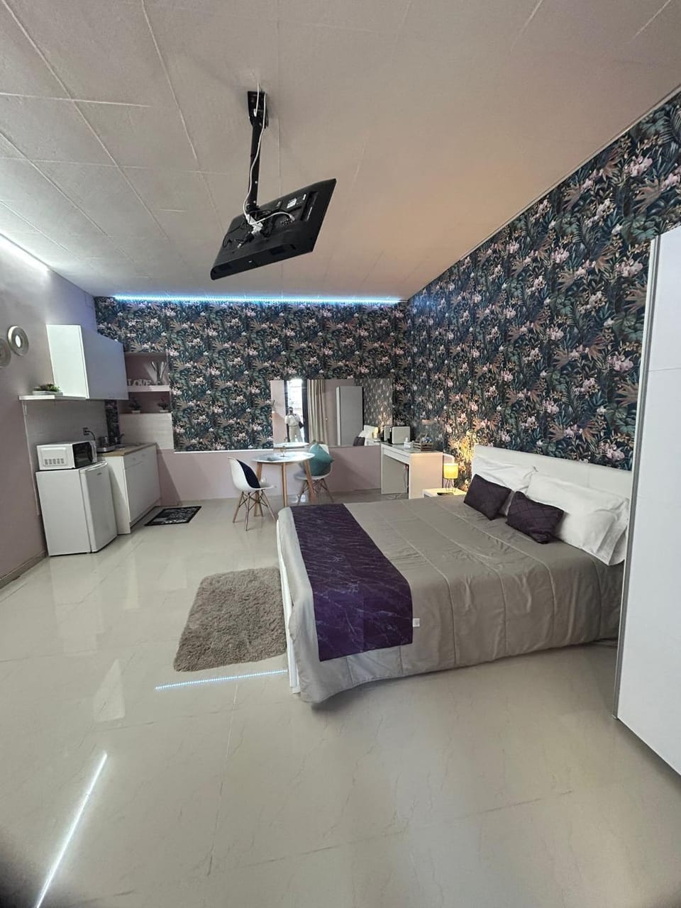 Bed, TV and multimedia, Kitchen or kitchenette, Living room, Photo of the whole room, Seating area, Bedroom, minibar, oven