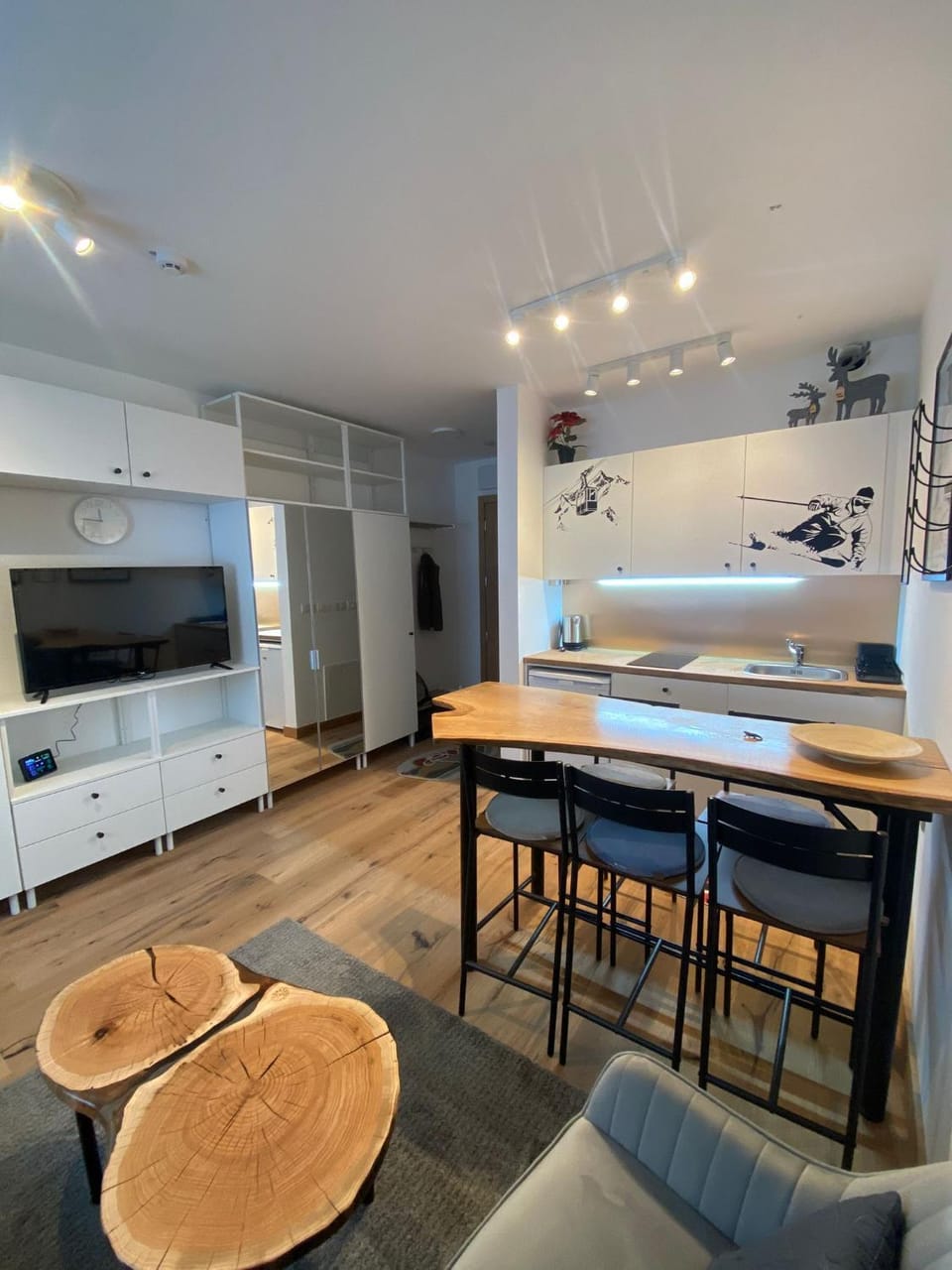 Kitchen or kitchenette, Living room, Dining area