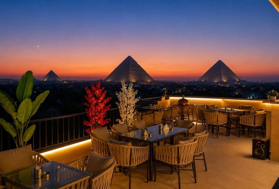 Nearby landmark, Natural landscape, View (from property/room), Balcony/Terrace, Sunset