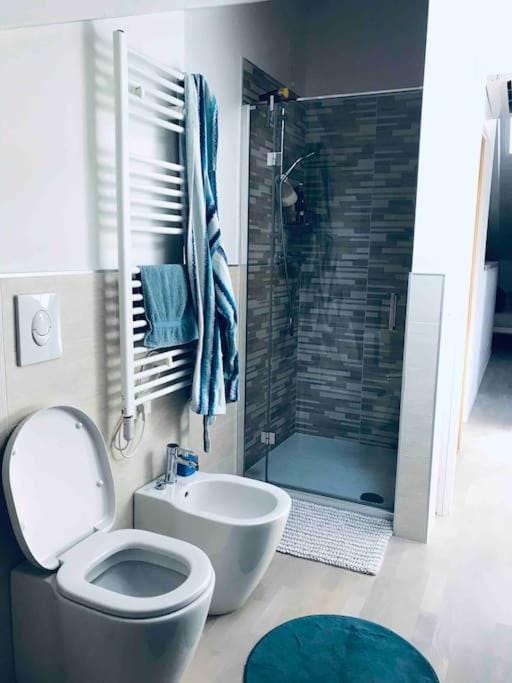 Shower, Toilet, Bathroom, bidet, towels