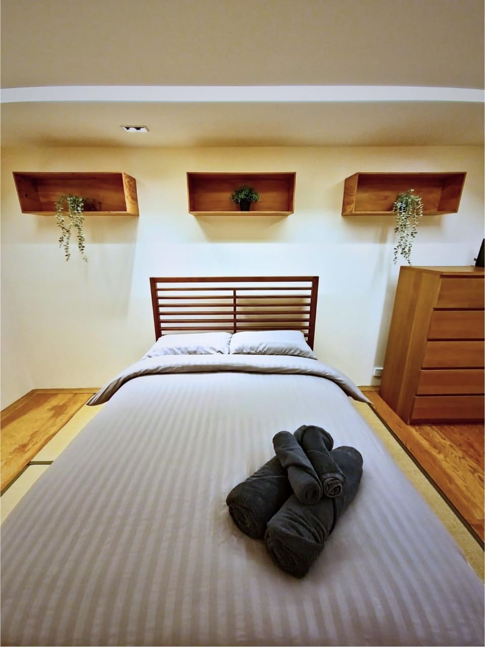 Bed, Photo of the whole room, Bedroom, towels, wardrobe