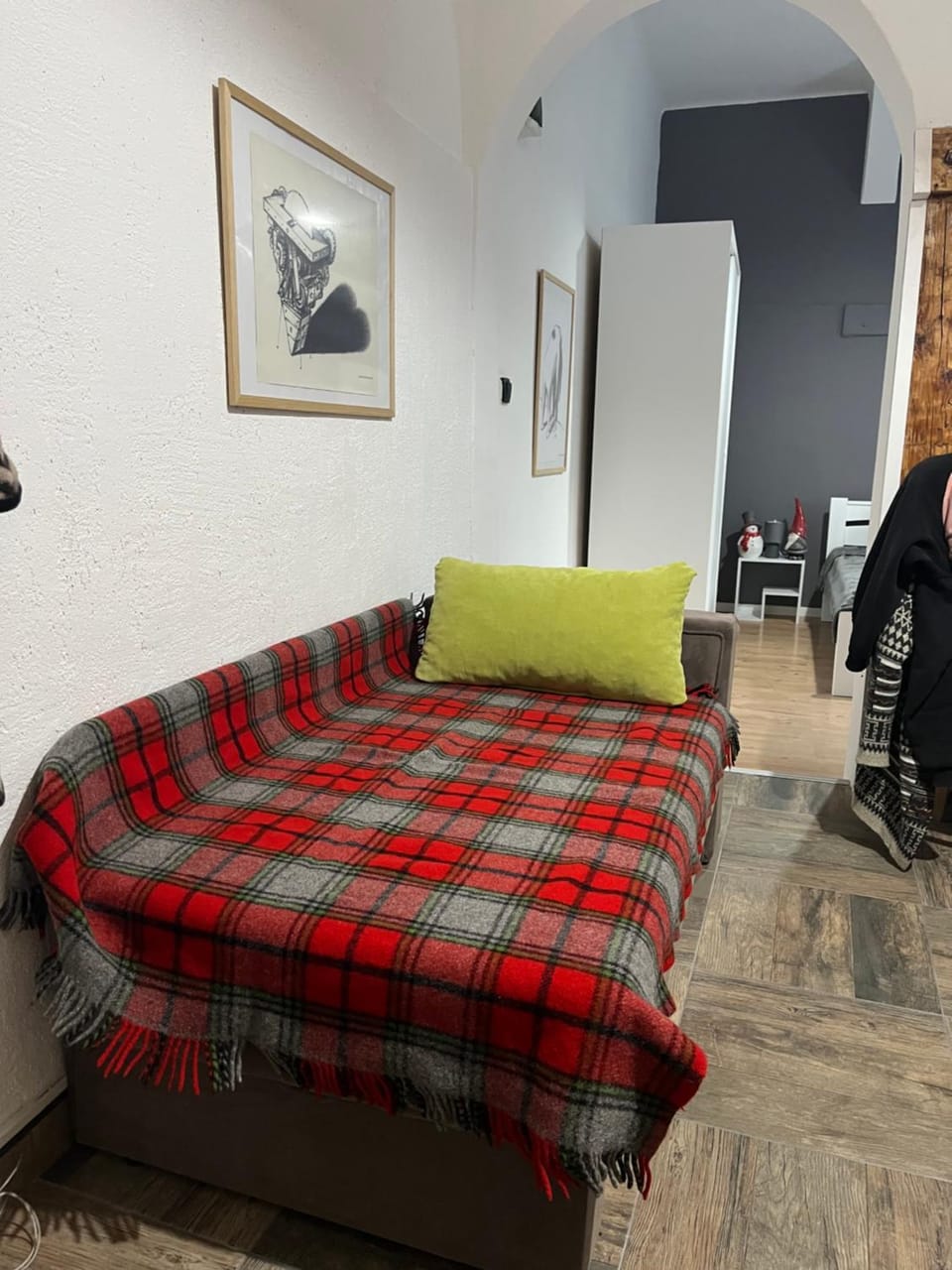 Bed, Living room, Seating area