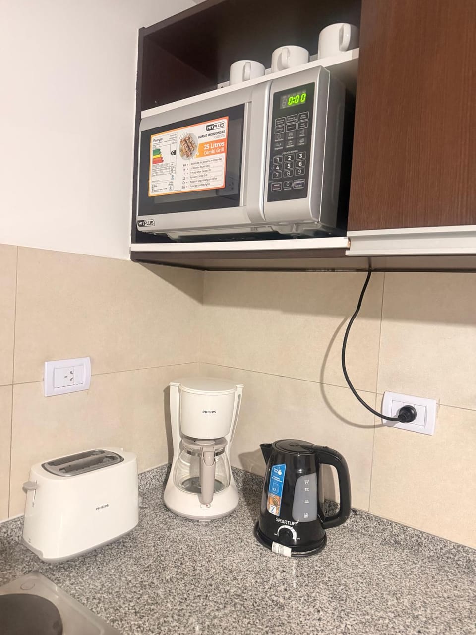 Kitchen or kitchenette, toaster