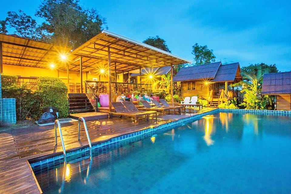 Night, Pool view, sunbed