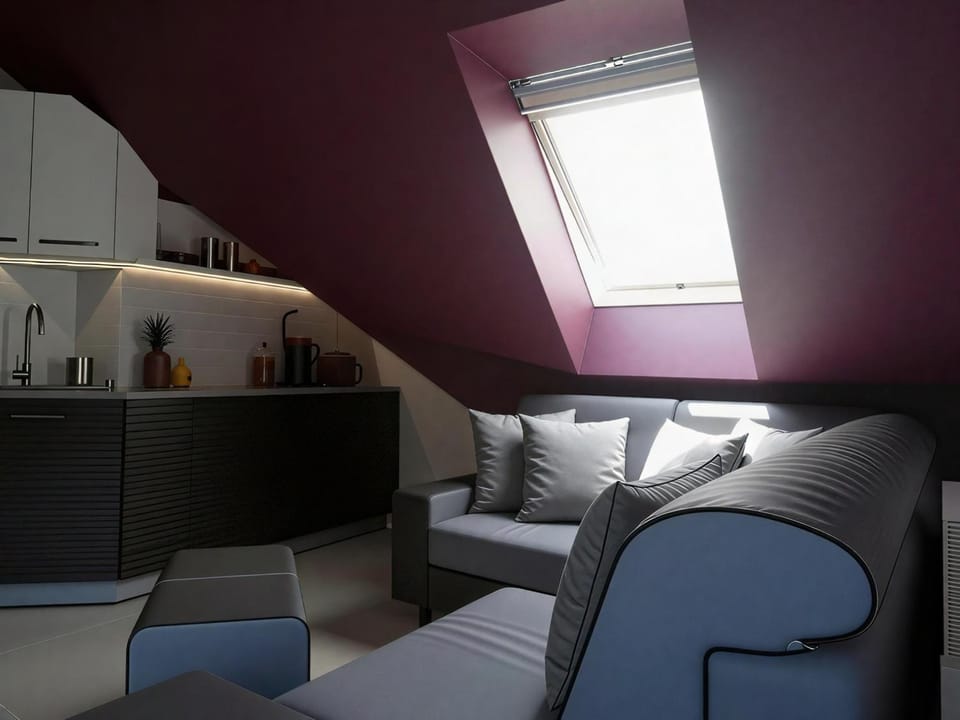 Bed, Kitchen or kitchenette, Living room, Photo of the whole room, Seating area, Bedroom