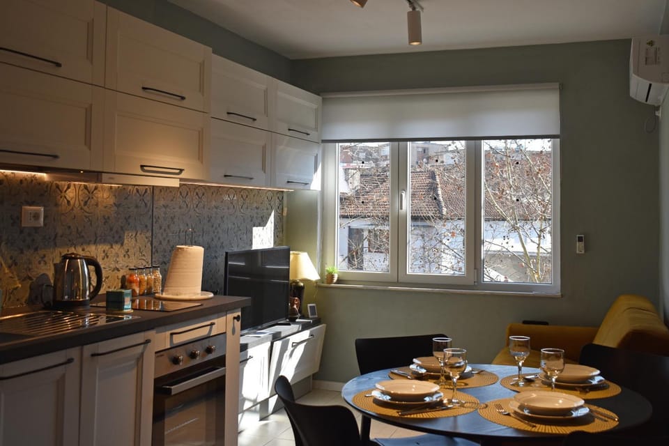 Kitchen or kitchenette, Living room, City view, pet friendly, stove, kitchen, air conditioner