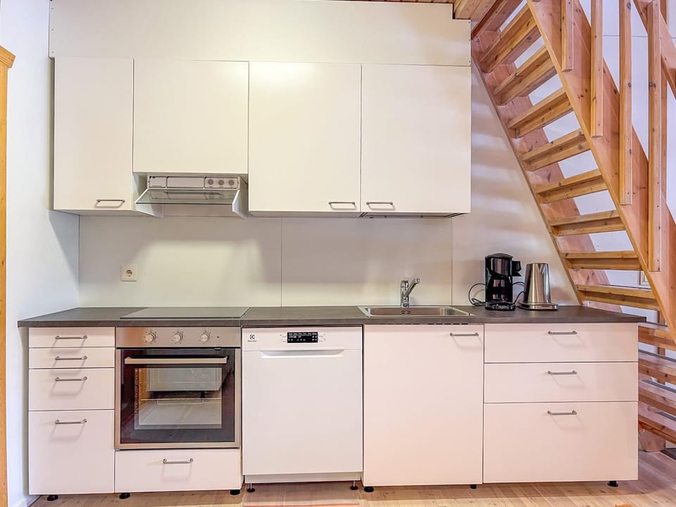 Coffee/tea facilities, Kitchen or kitchenette, dishwasher, oven, stove