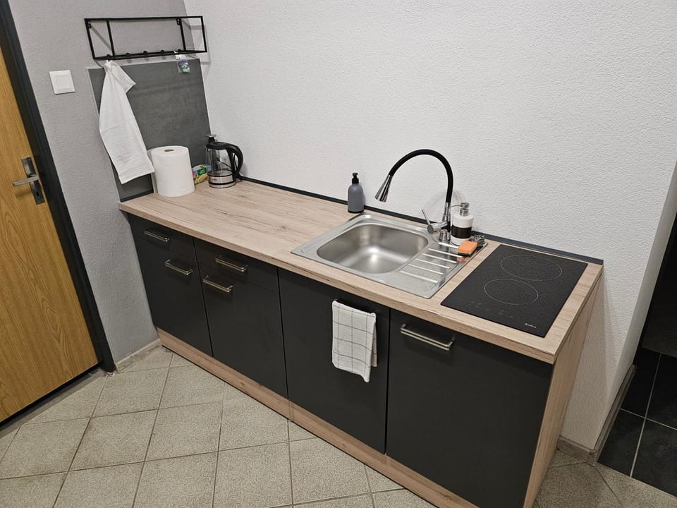 Kitchen or kitchenette, minibar, stove
