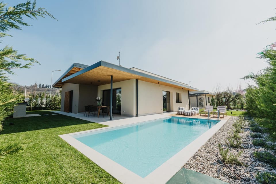 Property building, Living room, Swimming pool