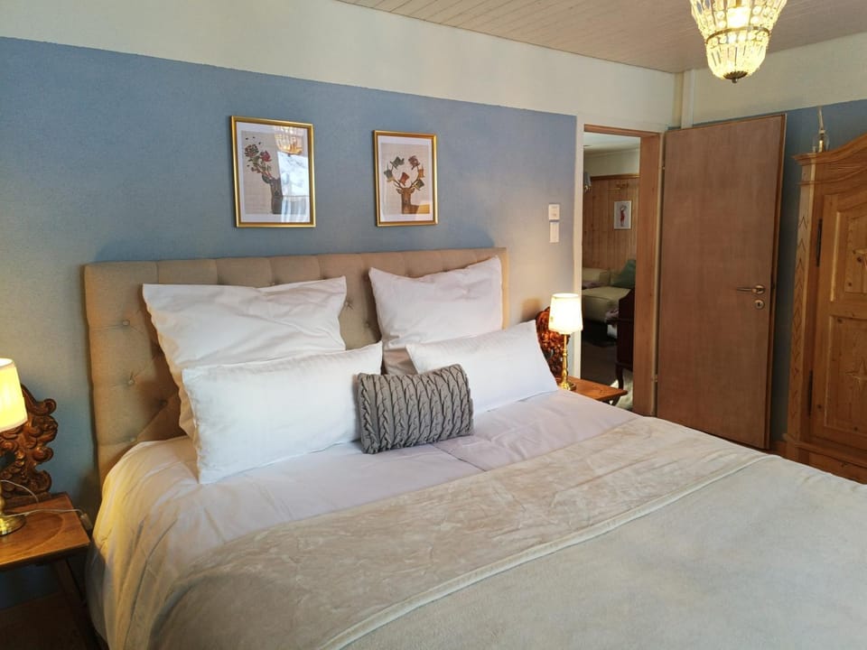 Bed, wardrobe