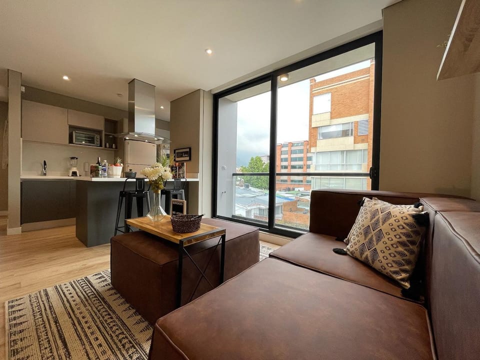 Kitchen or kitchenette, Living room, Seating area