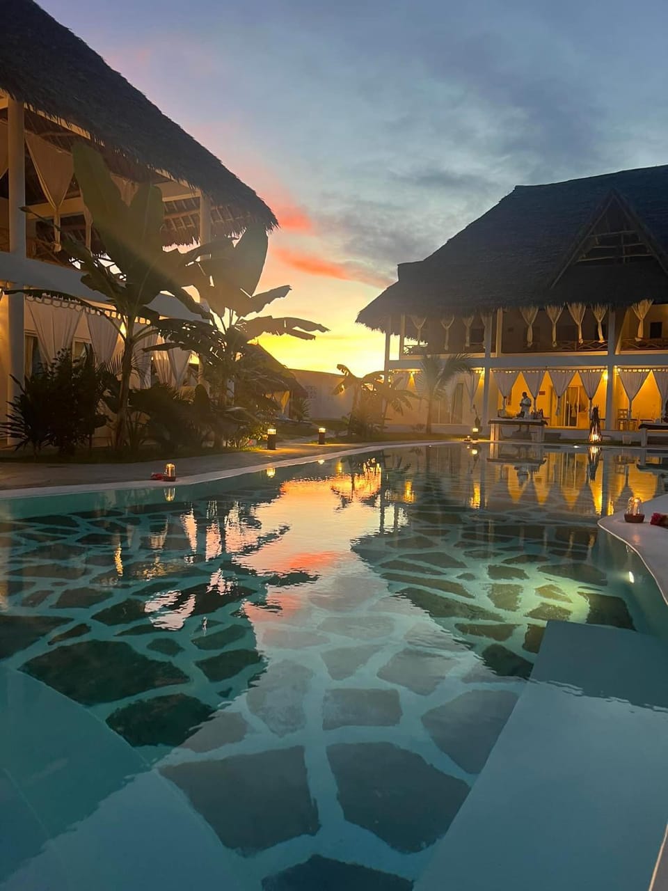 Pool view, Swimming pool, Sunset