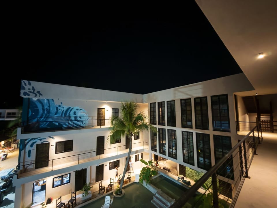 Property building, Night, Pool view, Swimming pool