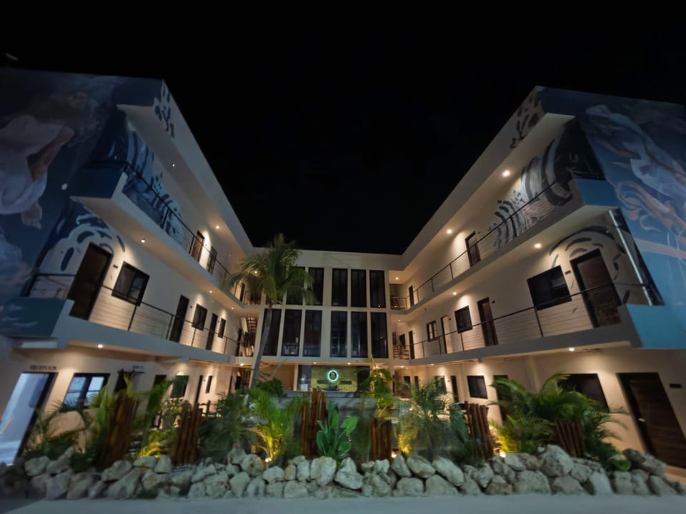 Property building, Facade/entrance, Night, Garden view