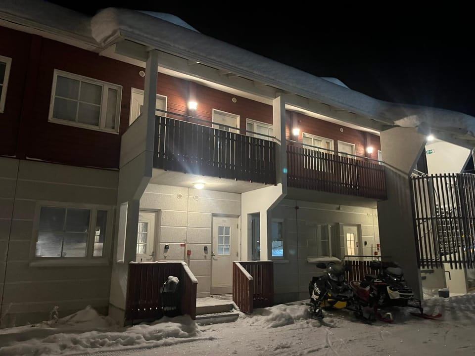 Property building, Night, Winter