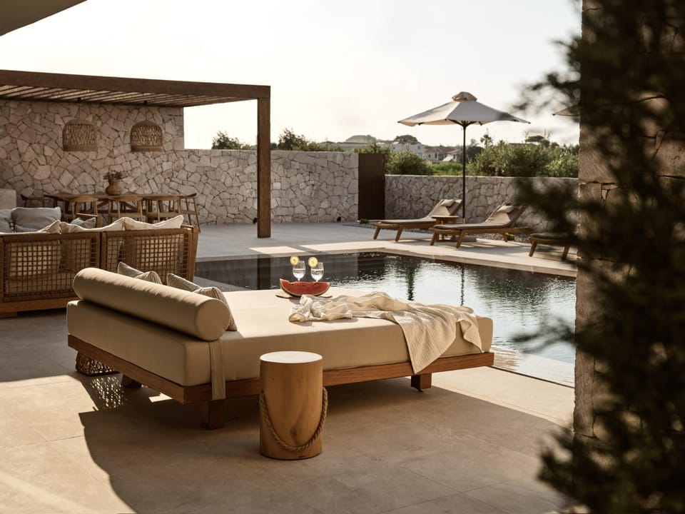Living room, Seating area, Pool view, Swimming pool, sunbed