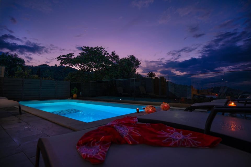 Patio, Night, Natural landscape, View (from property/room), Mountain view, Sea view, Street view, Swimming pool