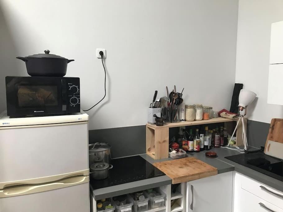 Kitchen or kitchenette, minibar, stove, toaster
