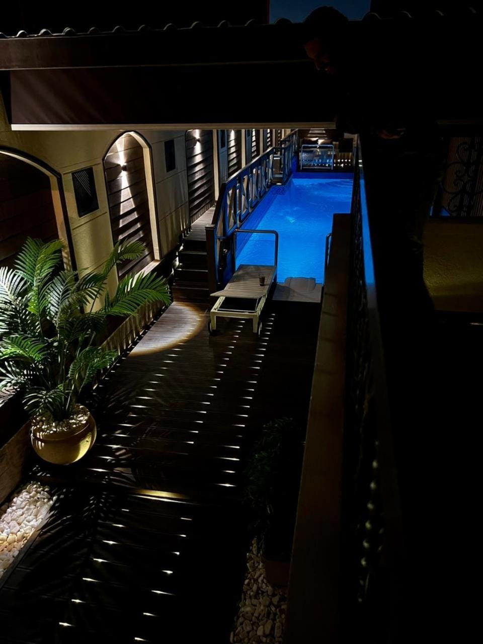 Patio, Night, View (from property/room), Balcony/Terrace, Pool view, Swimming pool, sunbed